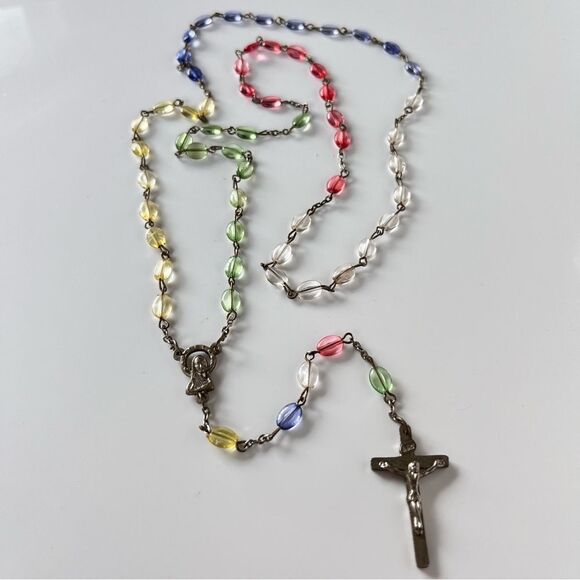 Vintage Multicolor Lucite Beaded Rosary - Picture 6 of 6